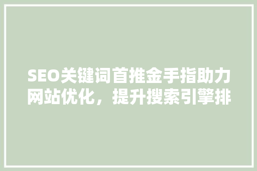 SEO关键词首推金手指助力网站优化，提升搜索引擎排名