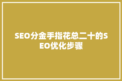 SEO分金手指花总二十的SEO优化步骤