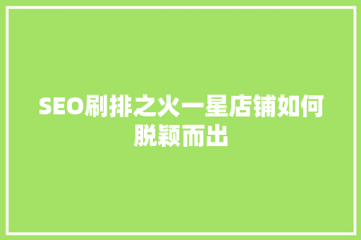 SEO刷排之火一星店铺如何脱颖而出