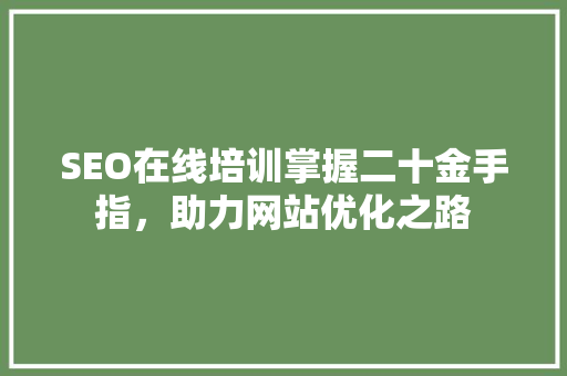 SEO在线培训掌握二十金手指，助力网站优化之路