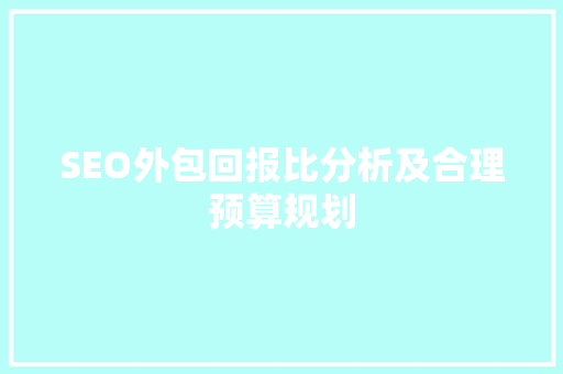 SEO外包回报比分析及合理预算规划