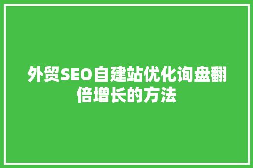 外贸SEO自建站优化询盘翻倍增长的方法  第1张