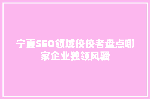 宁夏SEO领域佼佼者盘点哪家企业独领风骚