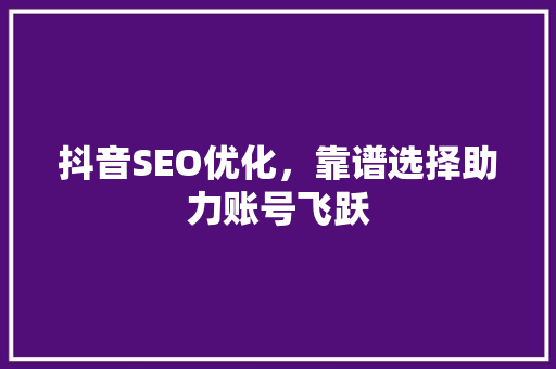 抖音SEO优化，靠谱选择助力账号飞跃