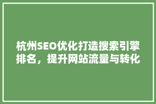 杭州SEO优化打造搜索引擎排名，提升网站流量与转化率  第1张
