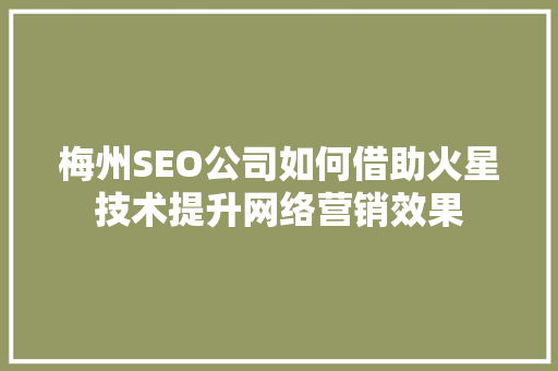 梅州SEO公司如何借助火星技术提升网络营销效果