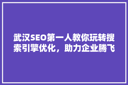 武汉SEO第一人教你玩转搜索引擎优化，助力企业腾飞