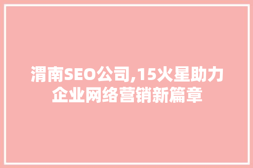 渭南SEO公司,15火星助力企业网络营销新篇章