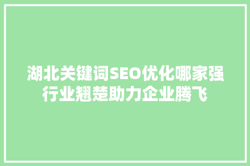 湖北关键词SEO优化哪家强行业翘楚助力企业腾飞