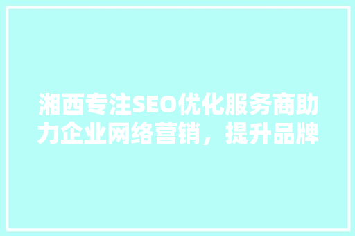 湘西专注SEO优化服务商助力企业网络营销，提升品牌影响力