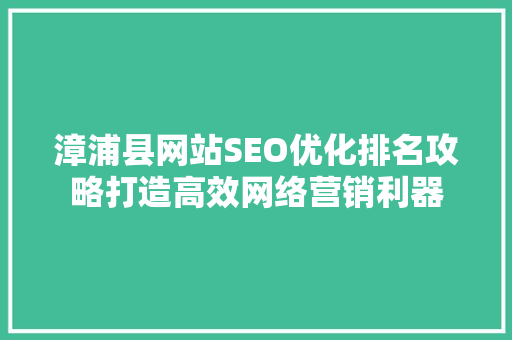 漳浦县网站SEO优化排名攻略打造高效网络营销利器