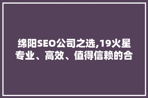 绵阳SEO公司之选,19火星专业、高效、值得信赖的合作伙伴