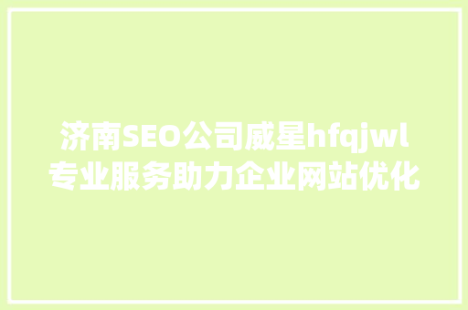 济南SEO公司威星hfqjwl专业服务助力企业网站优化之路