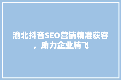 渝北抖音SEO营销精准获客，助力企业腾飞