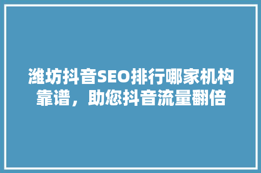 潍坊抖音SEO排行哪家机构靠谱，助您抖音流量翻倍  第1张