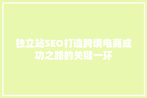 独立站SEO打造跨境电商成功之路的关键一环  第1张