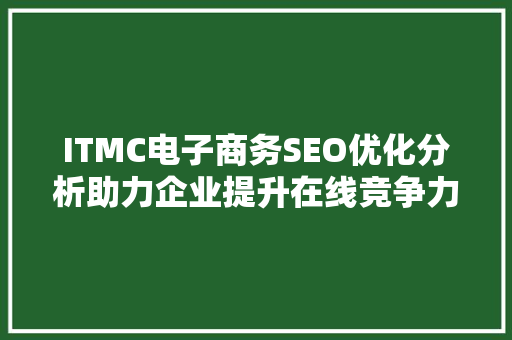 ITMC电子商务SEO优化分析助力企业提升在线竞争力