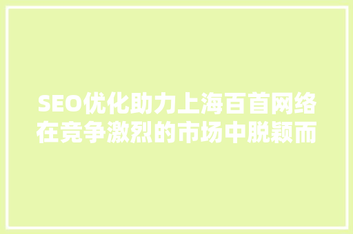 SEO优化助力上海百首网络在竞争激烈的市场中脱颖而出
