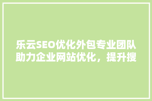 乐云SEO优化外包专业团队助力企业网站优化，提升搜索引擎排名  第1张
