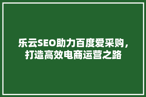 乐云SEO助力百度爱采购，打造高效电商运营之路