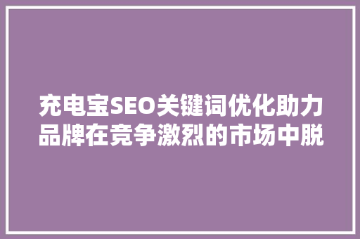 充电宝SEO关键词优化助力品牌在竞争激烈的市场中脱颖而出