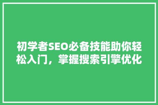 初学者SEO必备技能助你轻松入门，掌握搜索引擎优化之路