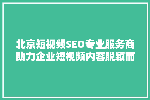 北京短视频SEO专业服务商助力企业短视频内容脱颖而出  第1张