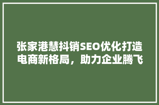 张家港慧抖销SEO优化打造电商新格局，助力企业腾飞  第1张