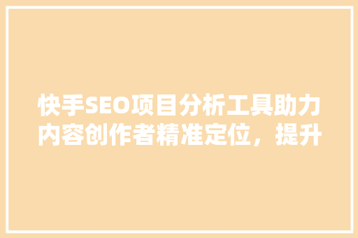 快手SEO项目分析工具助力内容创作者精准定位，提升流量转化