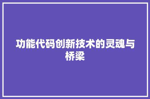 功能代码创新技术的灵魂与桥梁