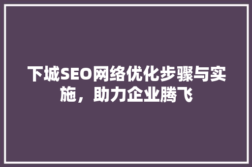 下城SEO网络优化步骤与实施，助力企业腾飞
