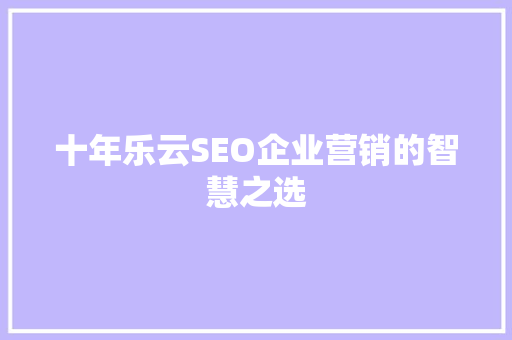 十年乐云SEO企业营销的智慧之选
