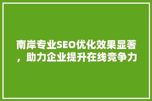 南岸专业SEO优化效果显著，助力企业提升在线竞争力  第1张