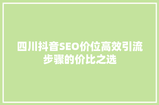 四川抖音SEO价位高效引流步骤的价比之选  第1张