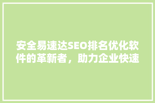 安全易速达SEO排名优化软件的革新者，助力企业快速崛起