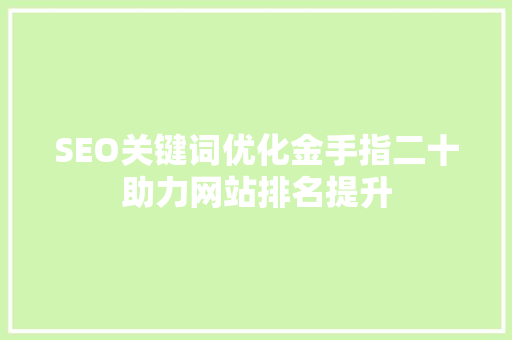 SEO关键词优化金手指二十助力网站排名提升