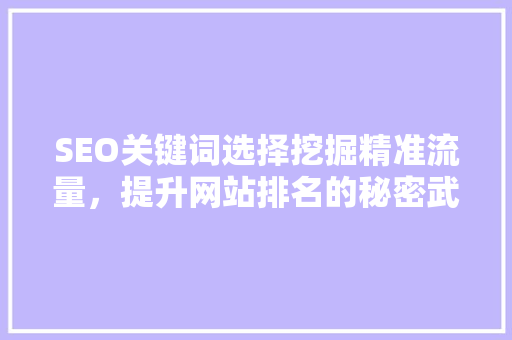 SEO关键词选择挖掘精准流量，提升网站排名的秘密武器