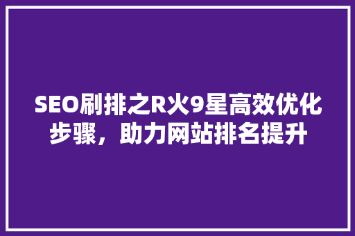 SEO刷排之R火9星高效优化步骤，助力网站排名提升