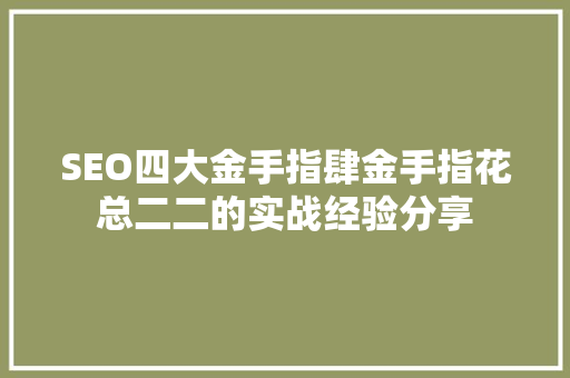 SEO四大金手指肆金手指花总二二的实战经验分享