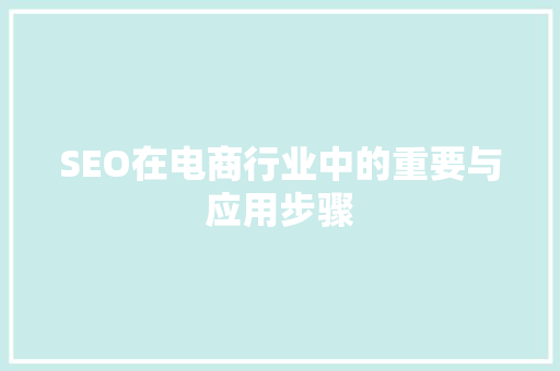 SEO在电商行业中的重要与应用步骤