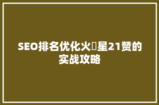 SEO排名优化火乚星21赞的实战攻略
