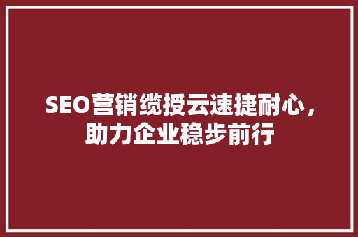 SEO营销缆授云速捷耐心，助力企业稳步前行
