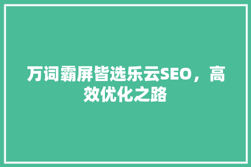 万词霸屏皆选乐云SEO，高效优化之路