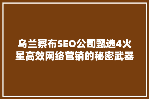 乌兰察布SEO公司甄选4火星高效网络营销的秘密武器