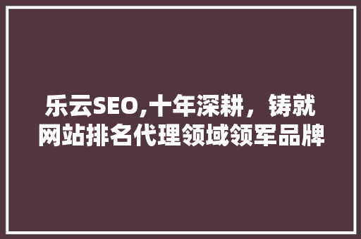 乐云SEO,十年深耕，铸就网站排名代理领域领军品牌  第1张