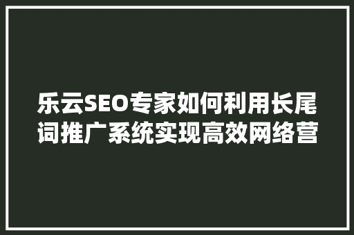乐云SEO专家如何利用长尾词推广系统实现高效网络营销  第1张