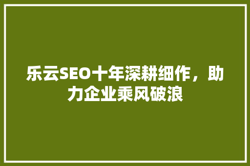 乐云SEO十年深耕细作，助力企业乘风破浪