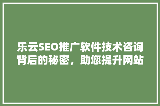 乐云SEO推广软件技术咨询背后的秘密，助您提升网站排名