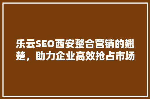 乐云SEO西安整合营销的翘楚，助力企业高效抢占市场先机