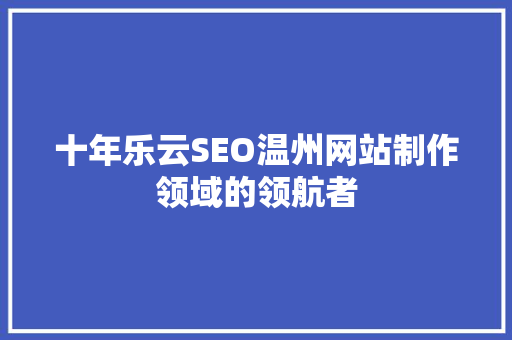 十年乐云SEO温州网站制作领域的领航者
